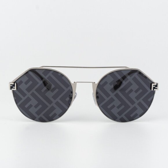 Fendi Women Sunglasses Palladium Blue Silver Mirror Logo Round FE40060U 16X NEW - Picture 1 of 10